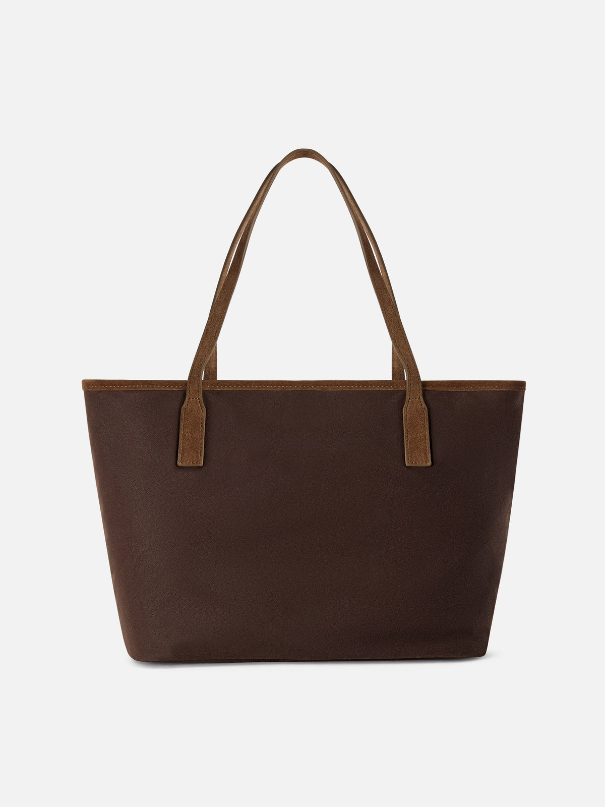 Borsa Medium City marrone in tessuto cerato con ricamo logo