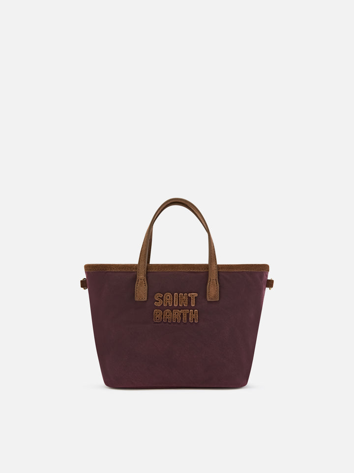Sac Mini City Bordeaux ciré avec broderie logo 