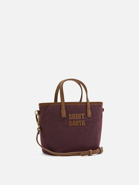Borsa Mini City bordeaux in tessuto cerato con ricamo logo