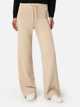 Beige Strickhose aus Kaschmirmischung für Damen Cambon