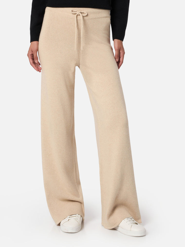 Beige Strickhose aus Kaschmirmischung für Damen Cambon
