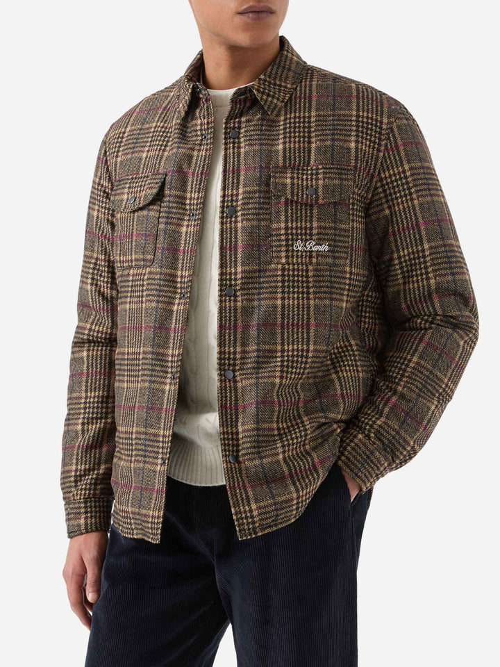 Camicia in tessuto tecnico Chalet con stampa Principe di Galles