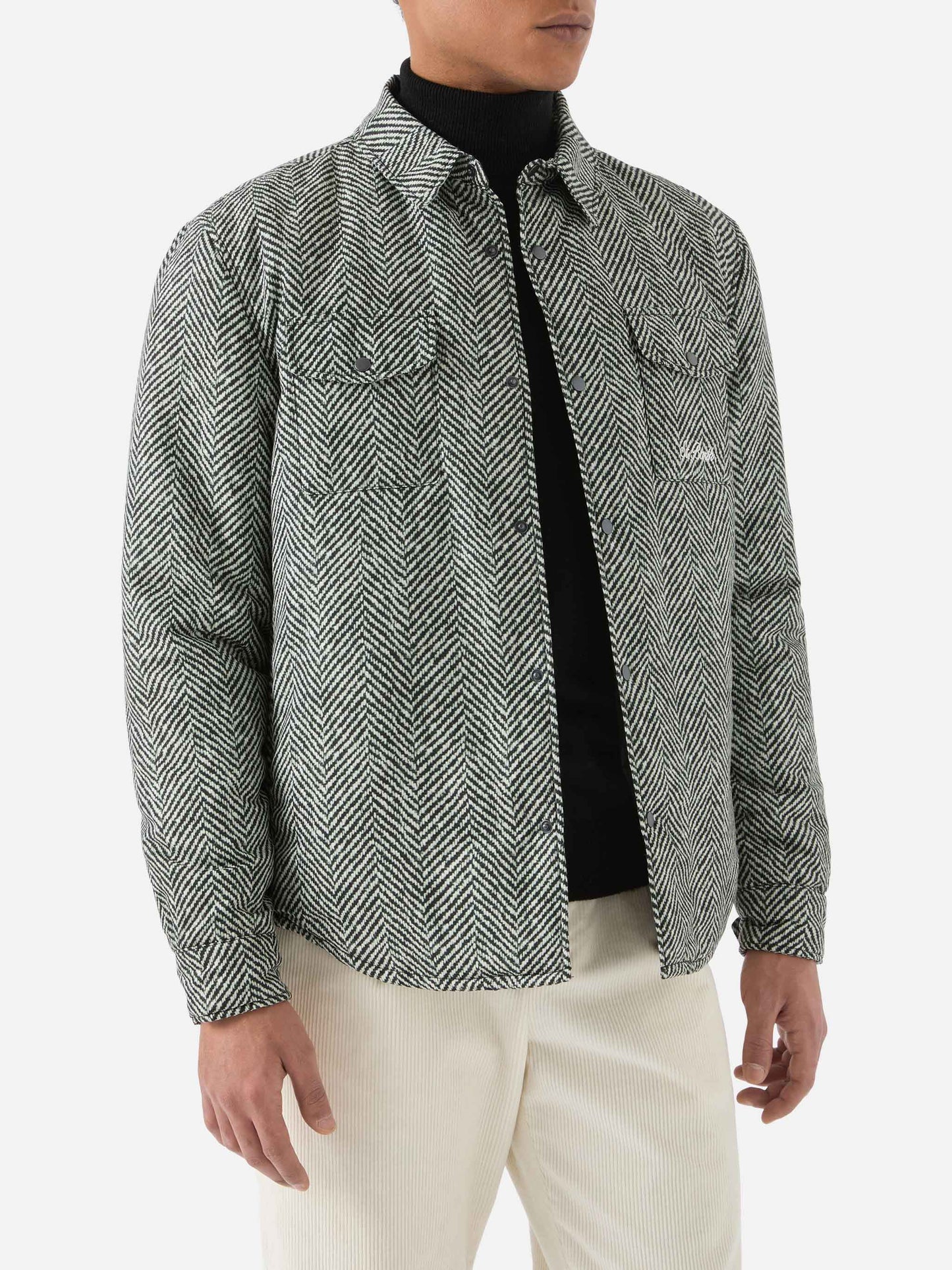 Sobrecamisa Chalet de tejido técnico con estampado de espiga 