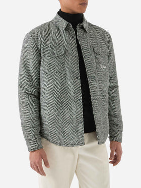 Sobrecamisa Chalet de tejido técnico con estampado de espiga 