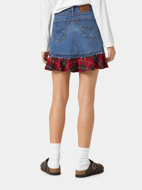 Gonna Chelsy in denim con dettagli tartan
