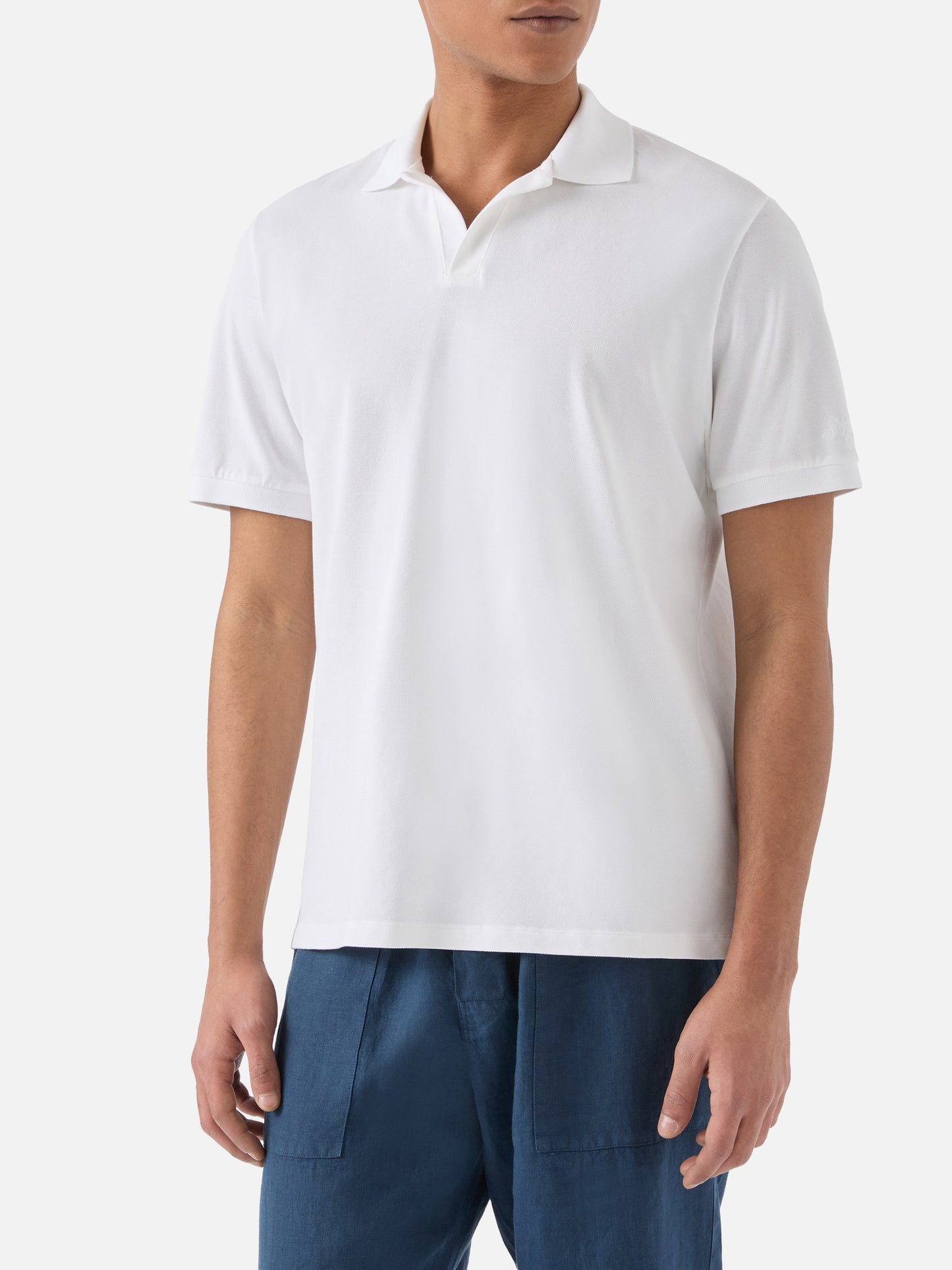 Polo Charles en piqué de algodón blanco 