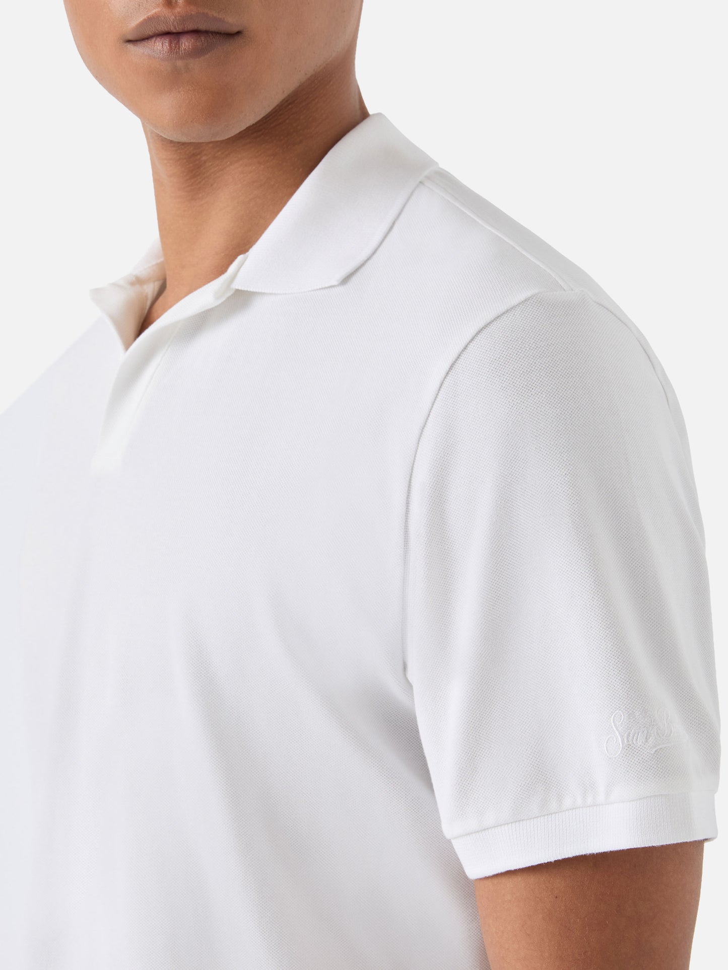 Polo Charles en piqué de algodón blanco 