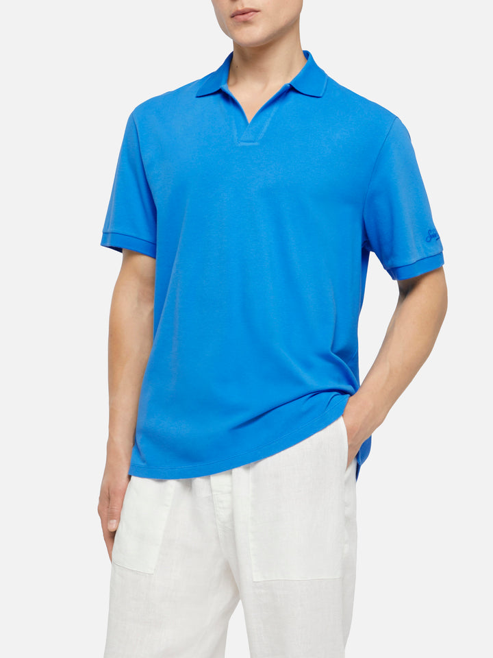 Bluette Baumwoll-Piqué-Poloshirt ohne Knöpfe, Charles