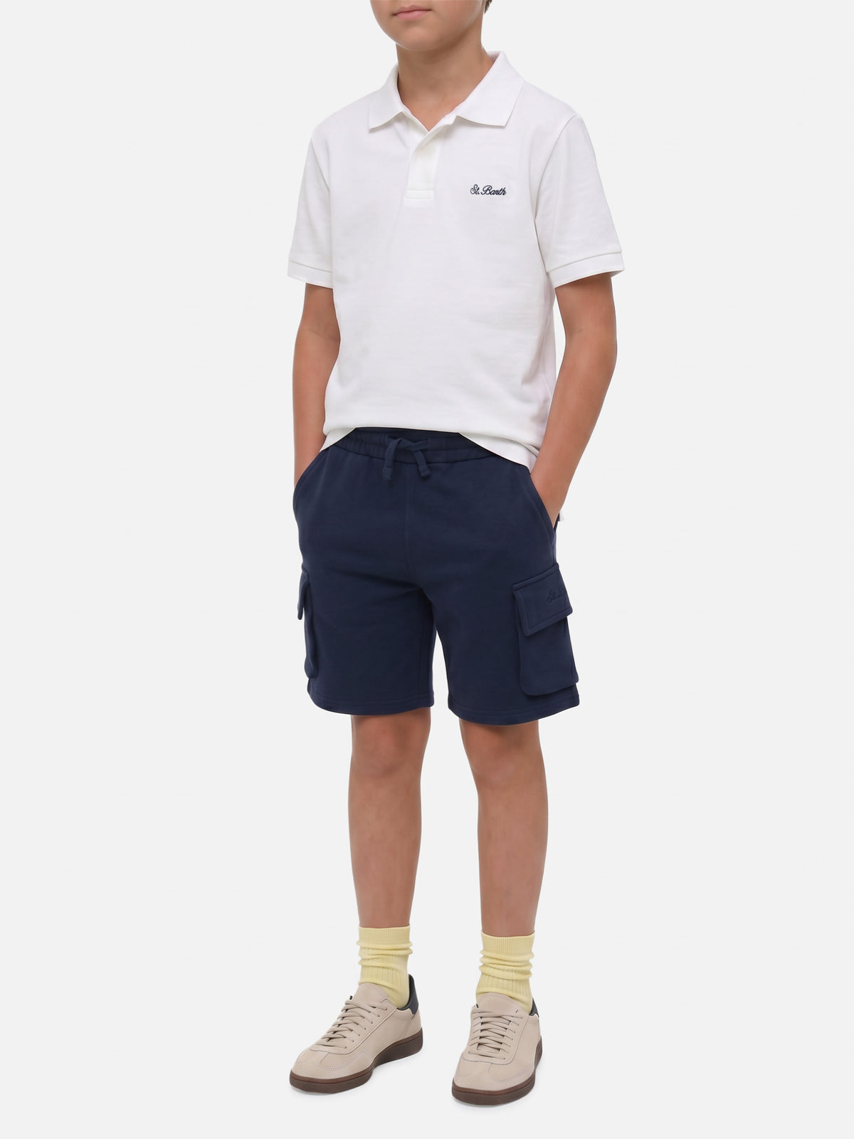 Polo Charles Jr blanco en piqué 