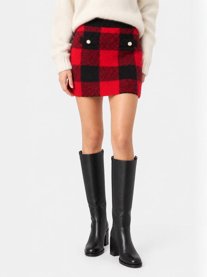 Jupe en maille tartan rouge Chatel 