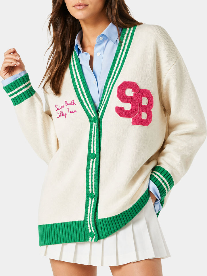 White Chloe cardigan with embroidery