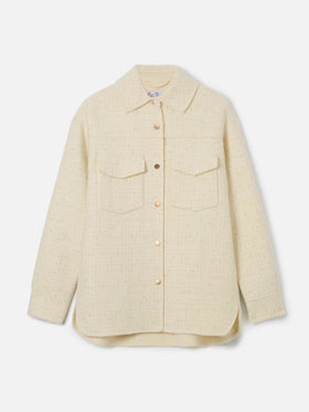 Veste Chantel en tweed blanc à sequins 