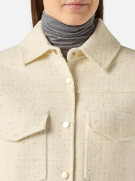 Veste Chantel en tweed blanc à sequins 