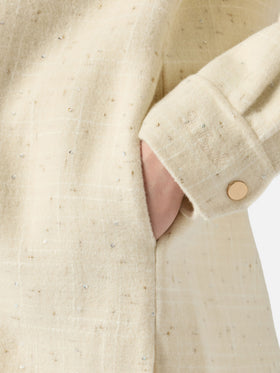 Veste Chantel en tweed blanc à sequins 