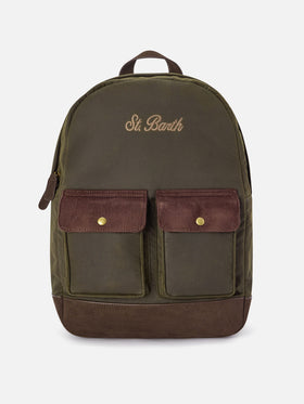 Sac à dos ciré vert militaire Cody avec logo brodé 
