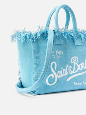 Bolso Colette de lona azul claro con flecos 