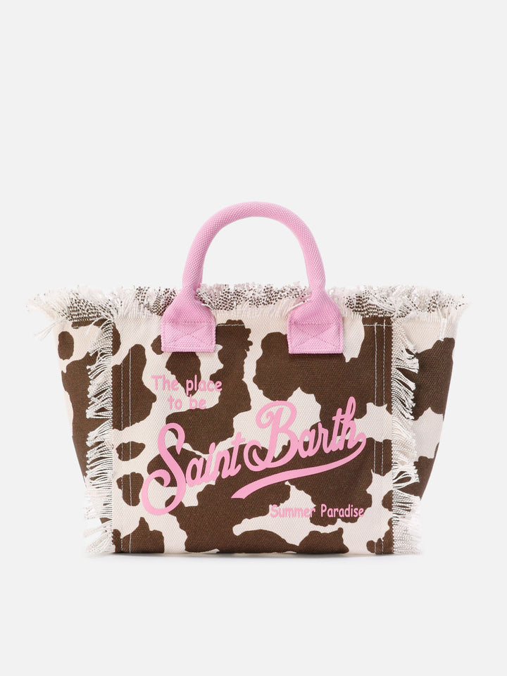 Colette canvas bag with cow print pattern and contrasting details