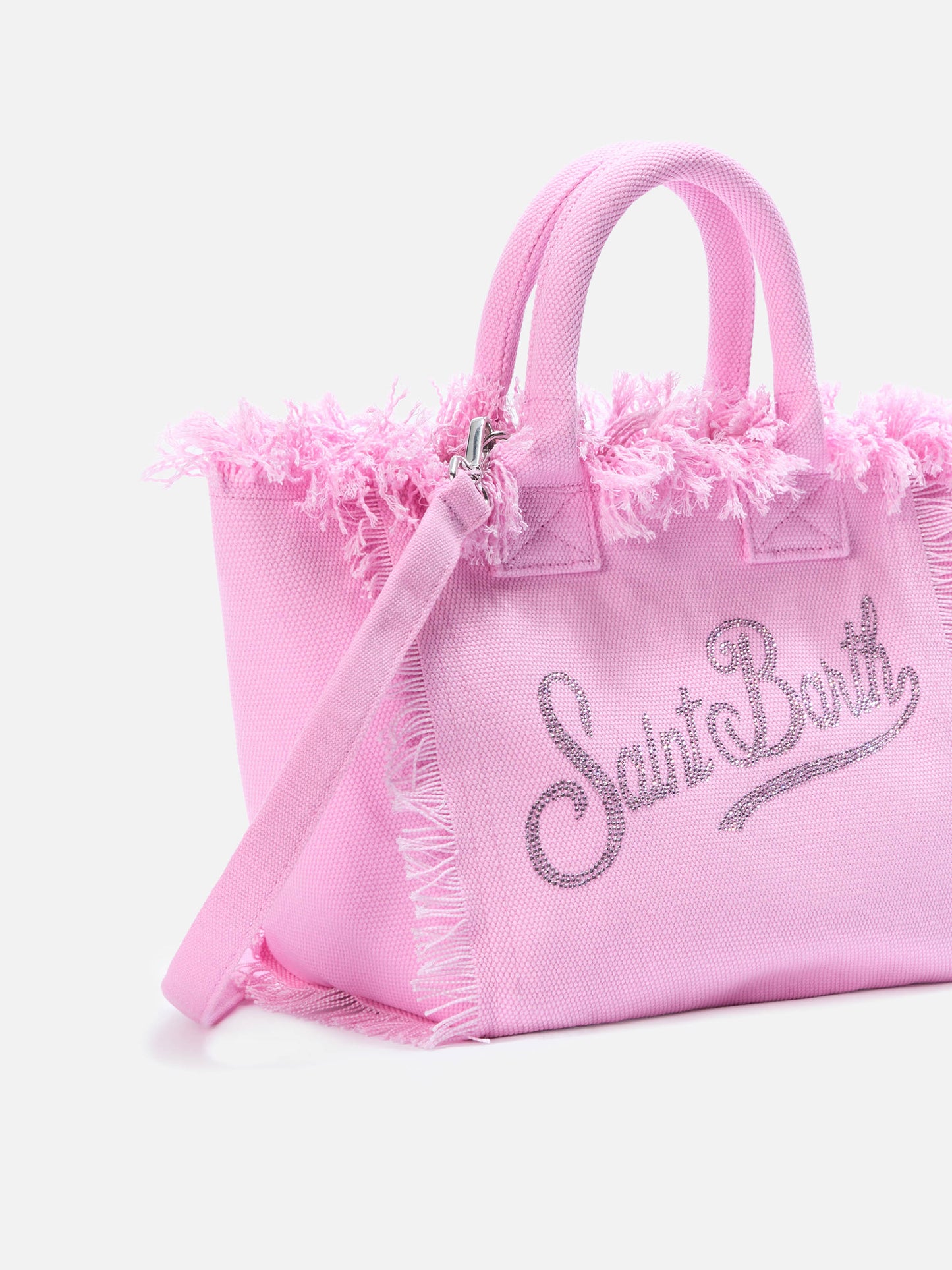Sac Colette en toile rose avec logo en strass 