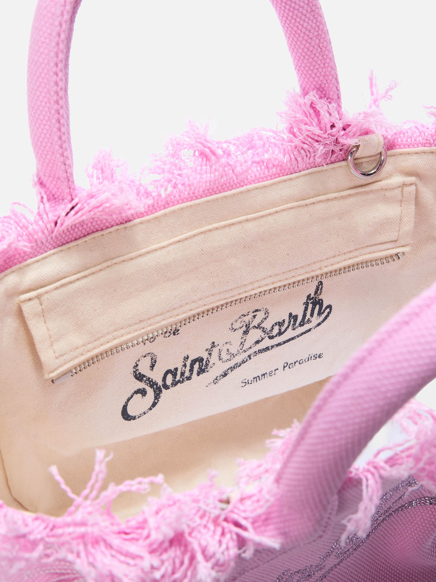 Sac Colette en toile rose avec logo en strass 