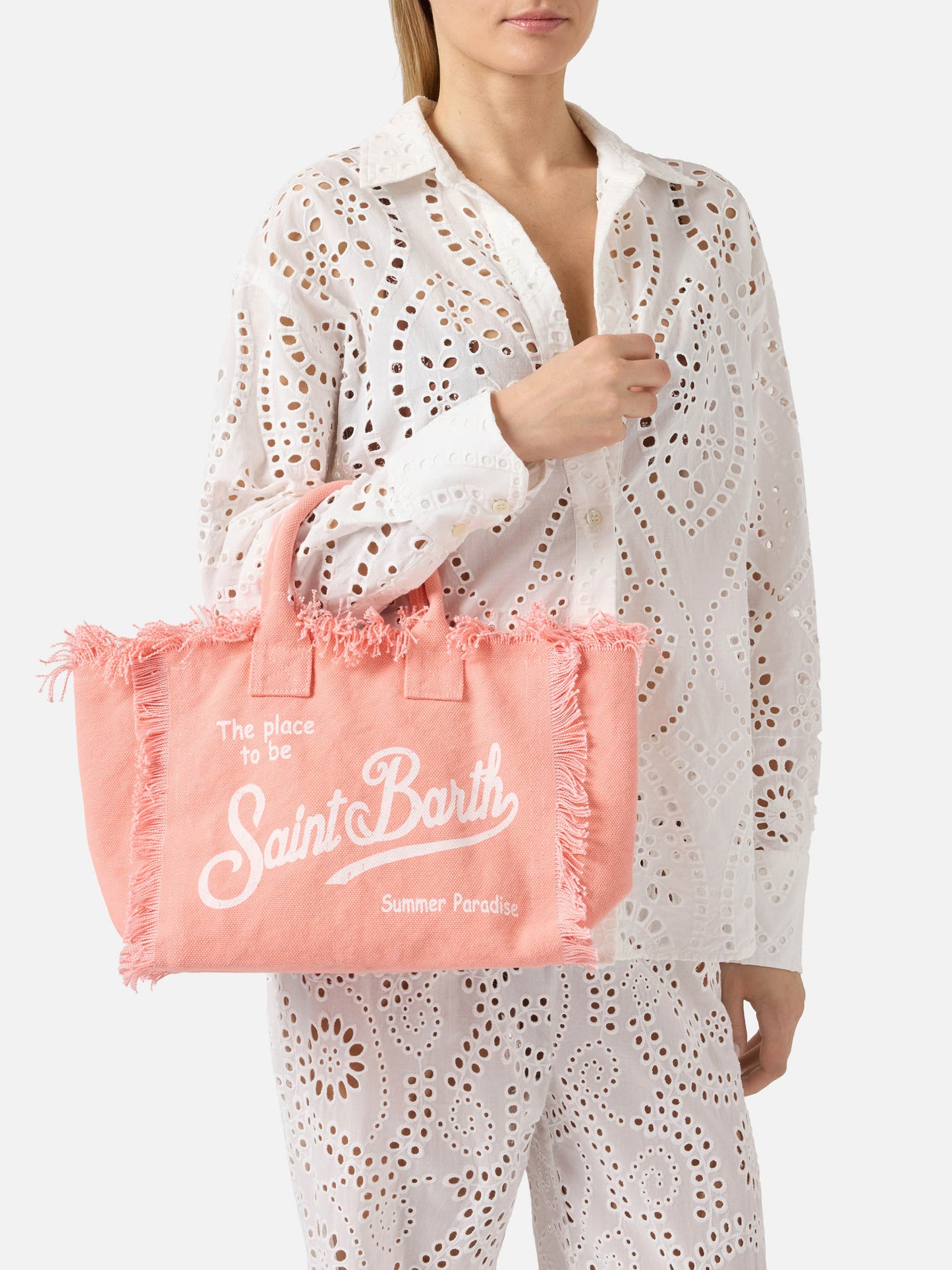 Bolso Colette de lona naranja con flecos 
