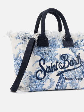 Colette canvas bag with blue toile de Jouy print