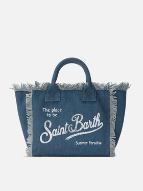 Sac Colette en toile bleu indigo avec franges 