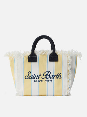 Sac en toile Colette à rayures jaunes et logo brodé 