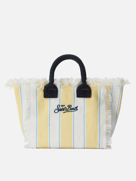 Sac en toile Colette à rayures jaunes et logo brodé 