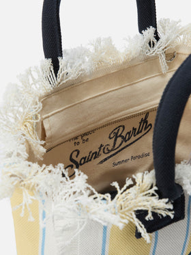 Sac en toile Colette à rayures jaunes et logo brodé 