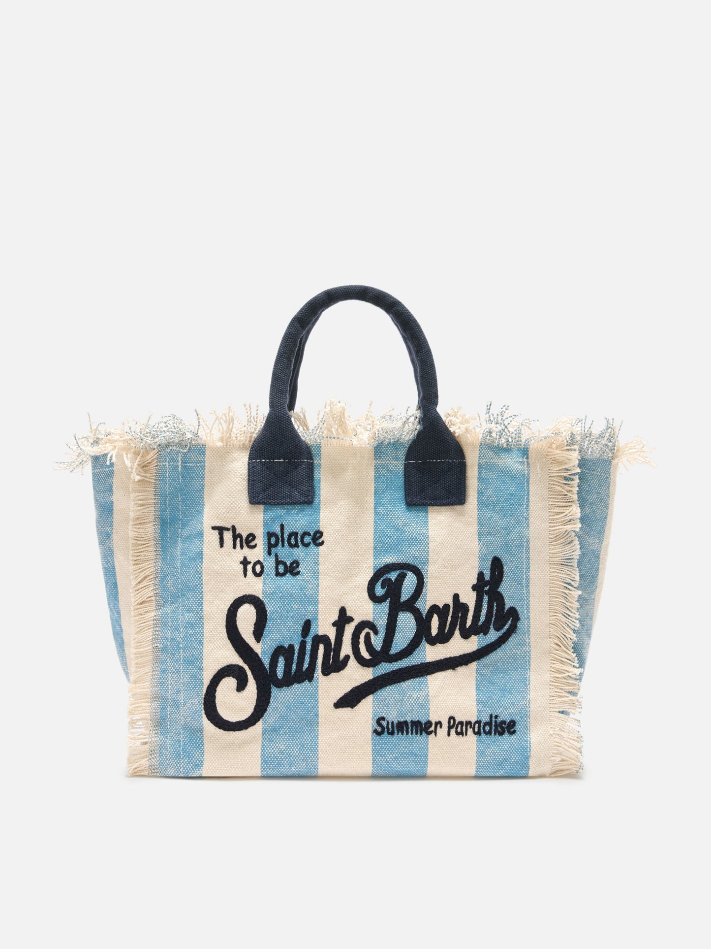 Bolso Colette de lona con rayas celestes 