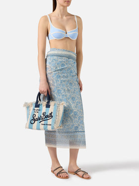 Bolso Colette de lona con rayas celestes 