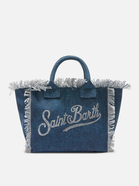 Indigoblaue Colette Canvas-Tasche mit Strasslogo 