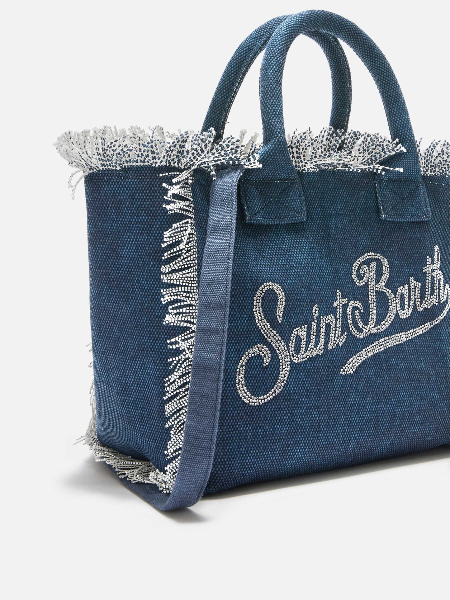 Indigoblaue Colette Canvas-Tasche mit Strasslogo 