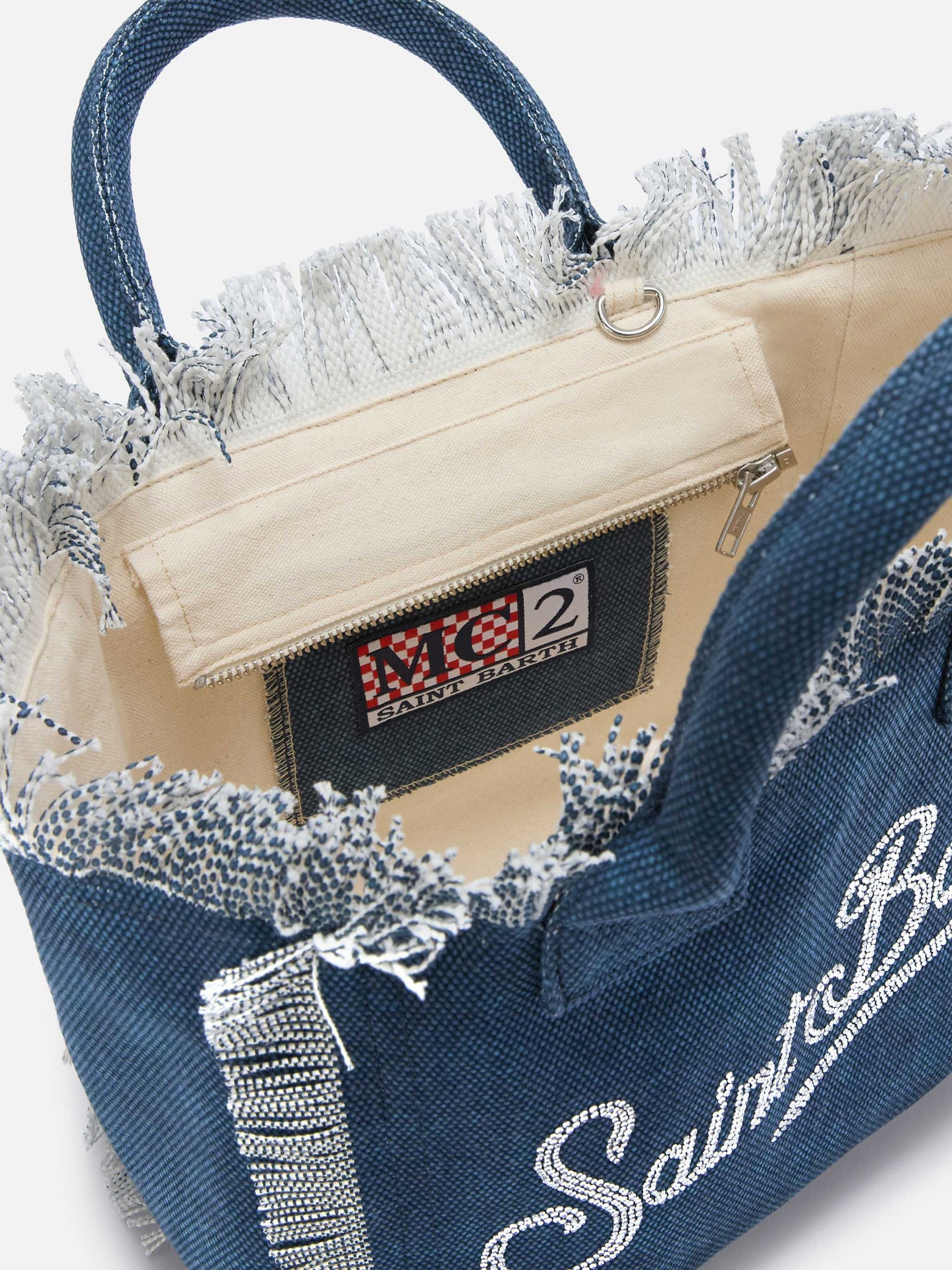 Indigoblaue Colette Canvas-Tasche mit Strasslogo 