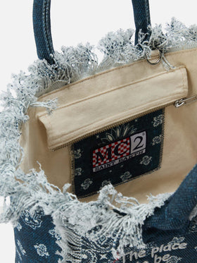 Light blue canvas Colette bag with bandana print