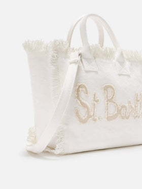 Bolso Colette de lona blanca con parche del logo en tejido 