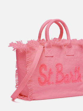 Bolso de mano Colette de lona de algodón rosa con logo patch 