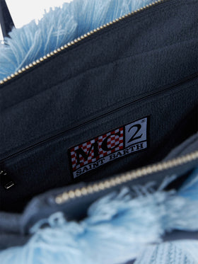 Light blue rib knit Colette handbag with logo embroidery - MC2 Saint Barth