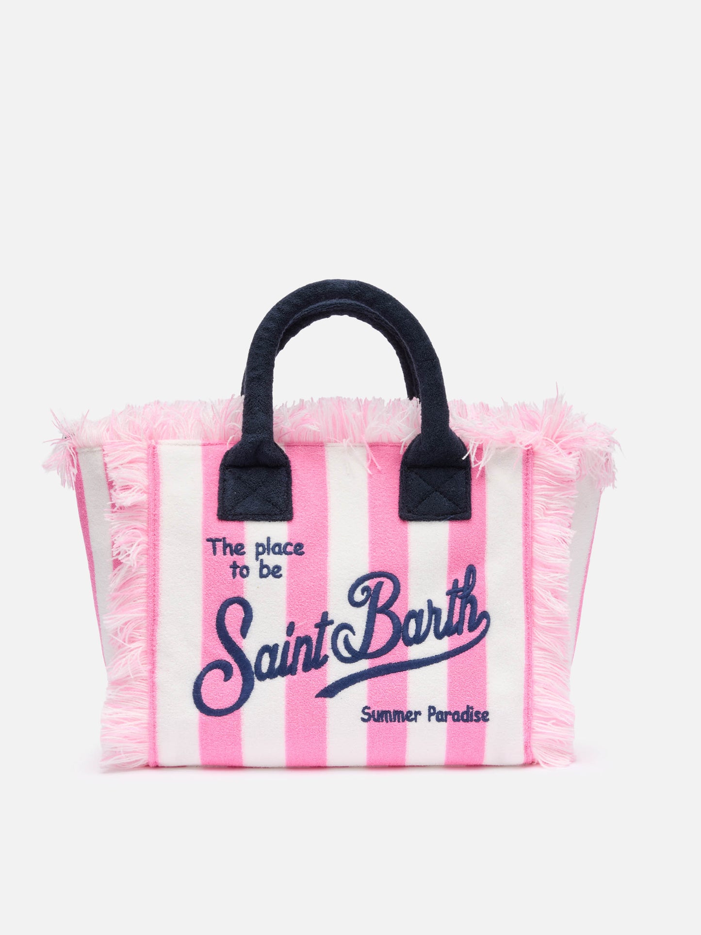 Colette Sponge Handtasche aus pink gestreiftem Frottee 
