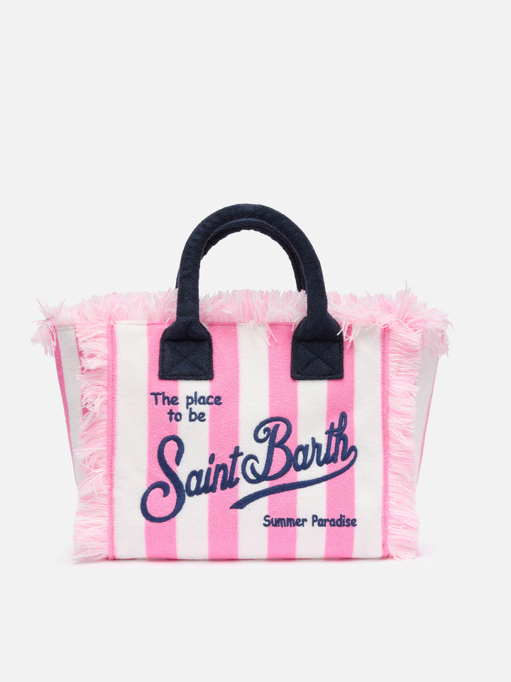 Colette Sponge Handtasche aus pink gestreiftem Frottee 
