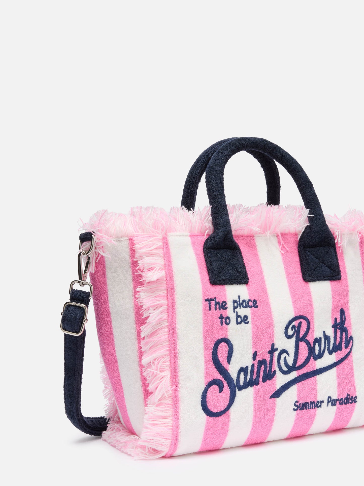 Colette Sponge Handtasche aus pink gestreiftem Frottee 