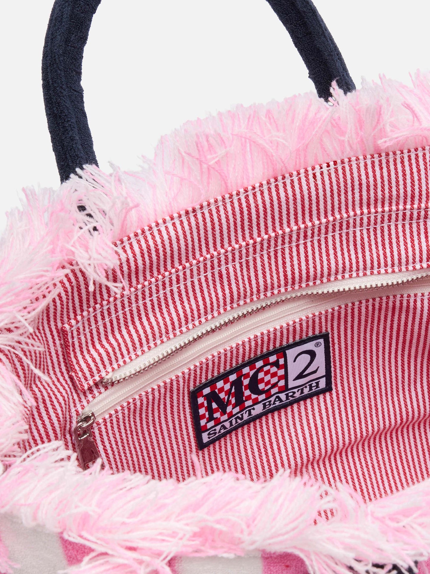 Colette Sponge Handtasche aus pink gestreiftem Frottee 