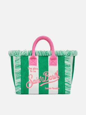 Borsa Colette in spugna verde con stampa a righe verdi
