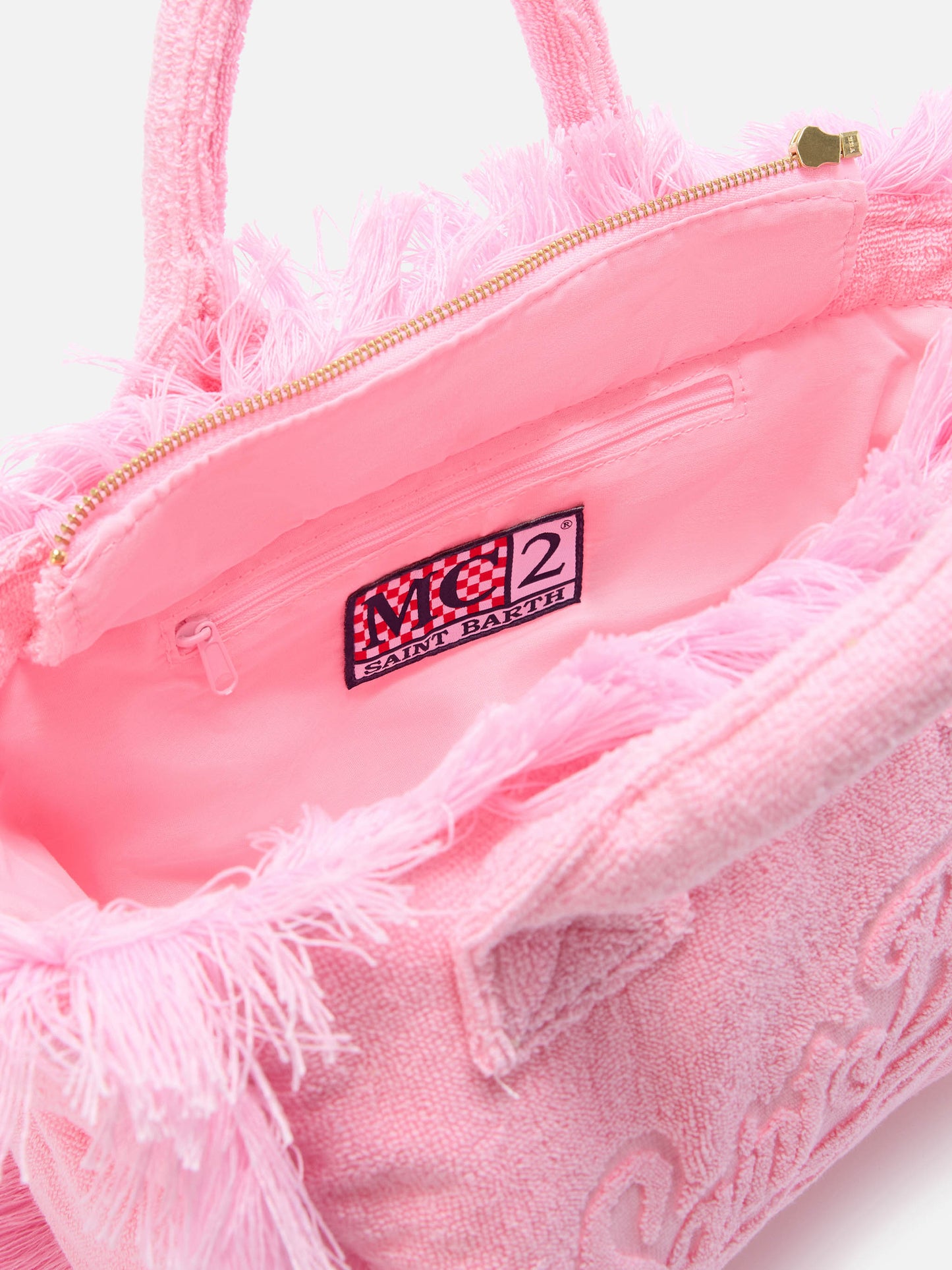 Bolso Colette rosa de color liso con efecto terry 