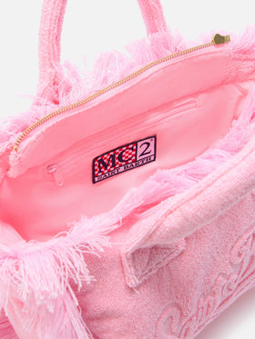 Bolso Colette rosa de color liso con efecto terry 