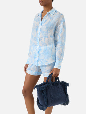 Bolso Colette azul de color liso con efecto terry 