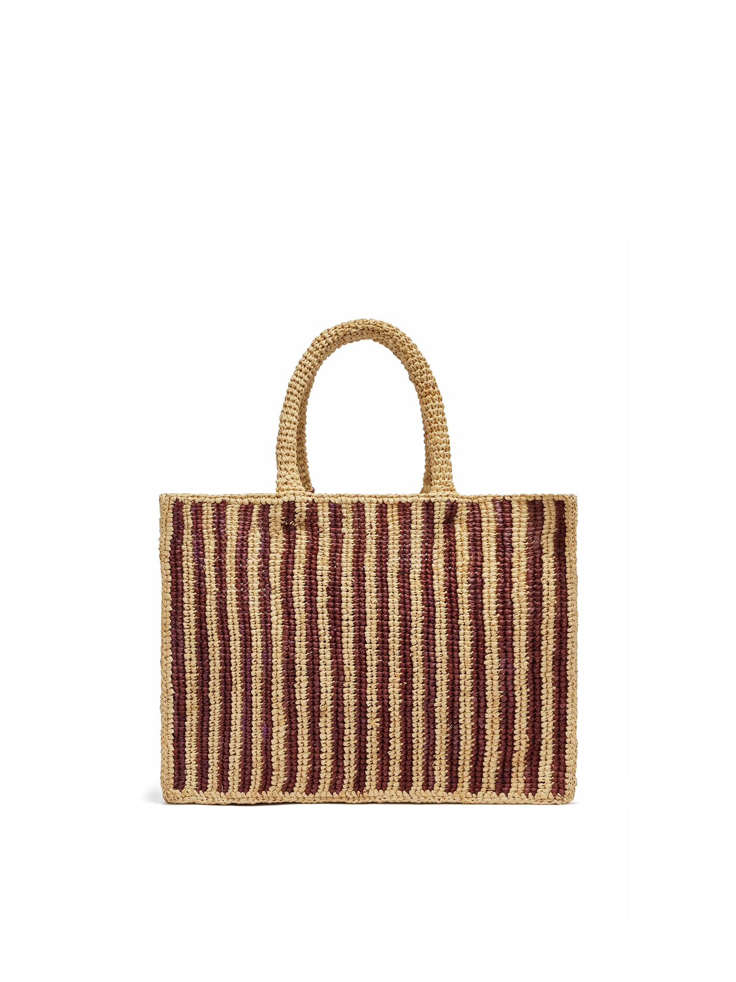 Bolso Colette de rafia a rayas con logo bordado y borla 