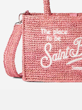 Rosa Basthandtasche von Colette mit Saint-Barth-Stickerei