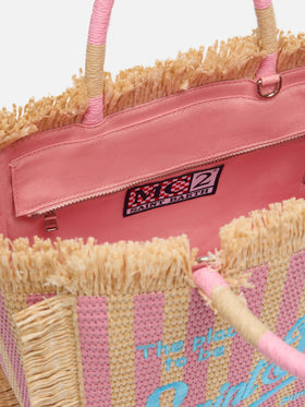 Colette Straw effect handbag with striped print - MC2 Saint Barth