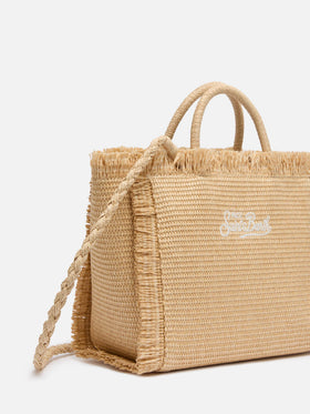 Colette Straw effect handbag with emboidered small logo - MC2 Saint Barth